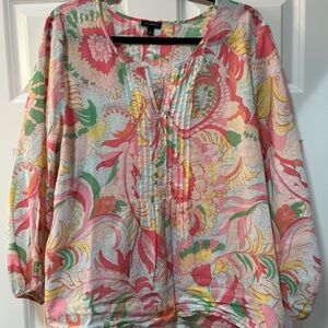 Beautiful Talbots colorful/pastels blouse.  Worn twice.  Size Large.